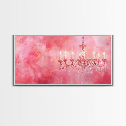 Pink Chandelier Canvas Print Glamorous Light Pink Wall Art Elegant Boho Minimalist Living Room Bedroom Art Framed Christmas Decor