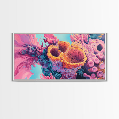 Abstract Coral, pink abstract art, ocean painting, marine life art, contemporary art, blue and green wall art, Canvas Print