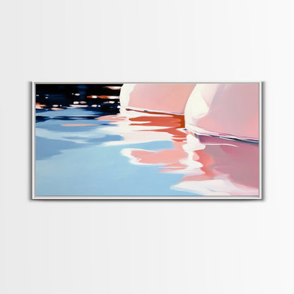 Water Reflection, Abstract Lake Art, Soft Pastel Painting, Minimalist Modern Aesthetic, Dreamy Nature Scene, Framed Canvas Print