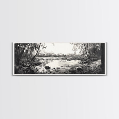 Swamp Scene, Wetlands Wall Art, Nature Reflection Print, Framed Canvas Print, Rustic Living Room Art, Earthy Tones, Woodland Decor