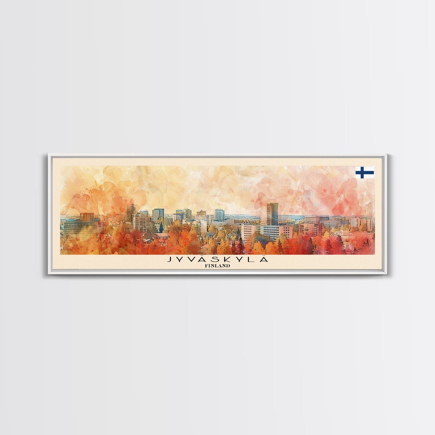 Jyvaskyla Finland Travel Art, City Art, Framed Canvas Print or Metal Wall Art, Europe Travel Poster, Panoramic Wall Art, Extra Wide Wall Art