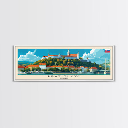 Bratislava Slovakia Wall Art, Panoramic Travel Poster, Panoramic Framed Canvas Print, City Wall Art, Wall Hanging Home Decor, Travel Art