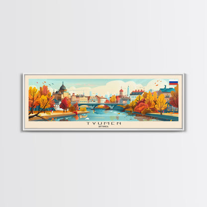 Tyumen Russia Panoramic Travel Poster, Framed Canvas Print or Metal Wall Art, Travel Art, Home Decor, Panoramic Painting, Midcentury Art