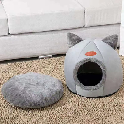 Pet Bed with Cat Ears Cat Bed for Small Medium Large Cats Keep Warm in Winter Comfortable and Soft Machine Washable