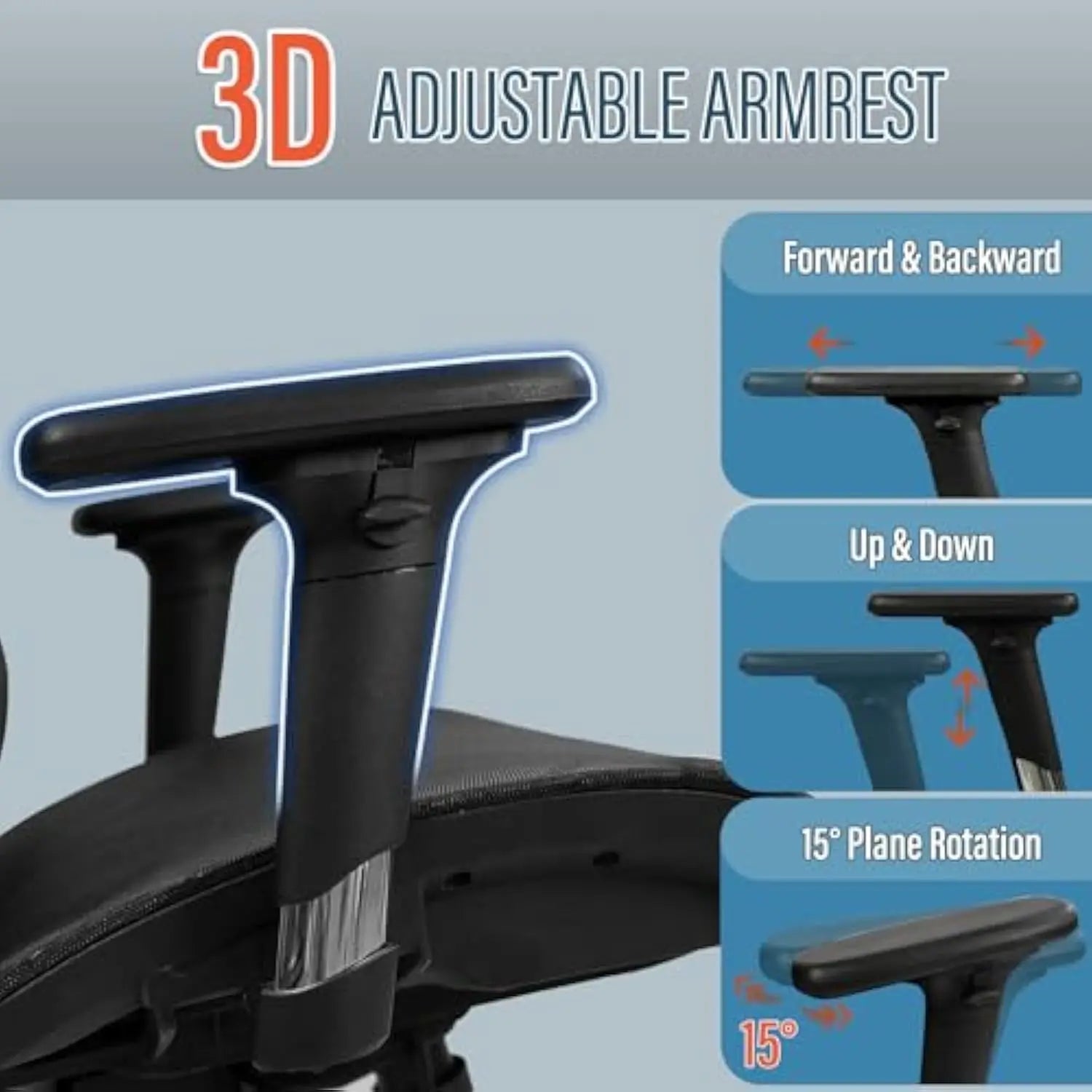 Ergonomic Mesh Office Chair with 3D Adjustable Armrest,High Back Desk Computer Chair Ergo3D Ergonomic with Wheels for Home & Of