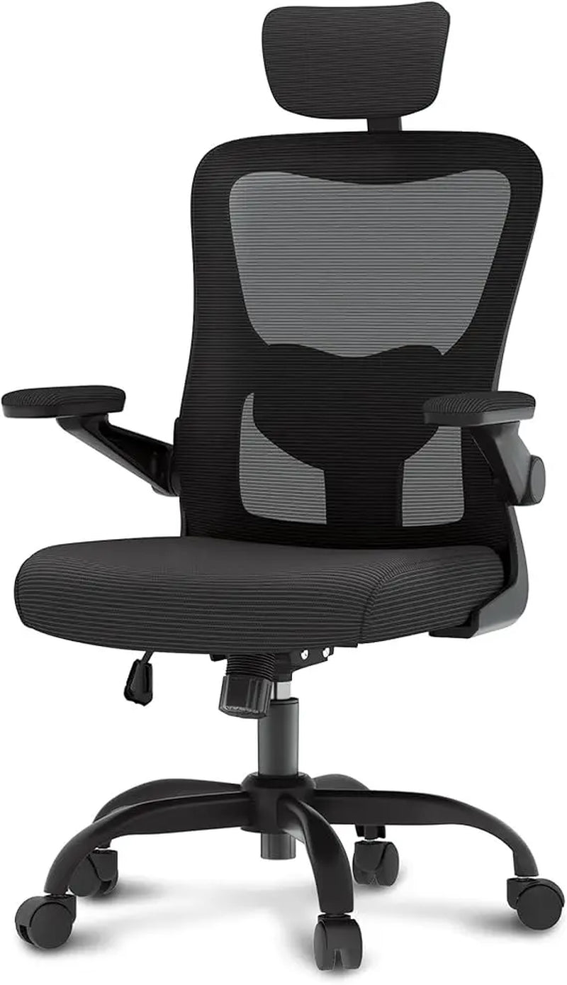 Ergonomic Office Chairs Mesh Computer Desk Chair with 3D Flip-Up Armrests Adjustable Headrest and Lumbar Support Comfy High Bac
