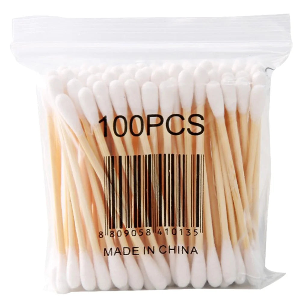 100Pcs Soft Bag Wood Stick Double Cotton Swab Sanitary Swab, High Quality 300Pcs Soft Pouch Wooden Swabs Double Head Cotton Swabs Sanitary Cotton Swabs Beauty Swabs Cosmetic Cotton Swabs Swabs
