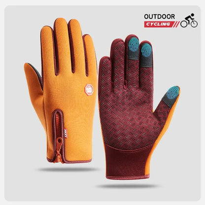 Men'S Cycling Gloves Winter Touchscreen Warm Women Bicycle Gym Outdoor Driving Motorcycle Waterproof Thermal Non-Slip Gloves