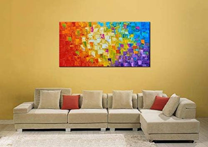 Stunning Hand-Painted Abstract Oil Painting on Canvas - Framed Wall Art, 40x20 Inches, Ready to Hang