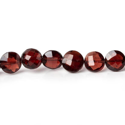 5.5mm Garnet Side Drilled Faceted Coin Beads 9 inch 36 pieces