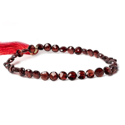 5.5mm Garnet Side Drilled Faceted Coin Beads 9 inch 36 pieces