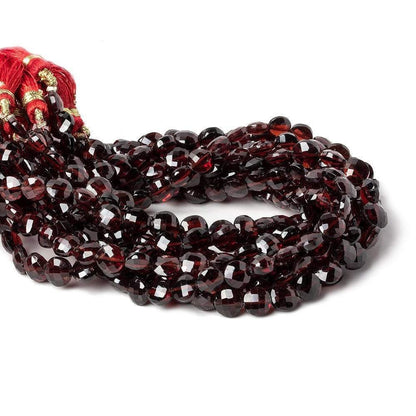 5.5mm Garnet Side Drilled Faceted Coin Beads 9 inch 36 pieces