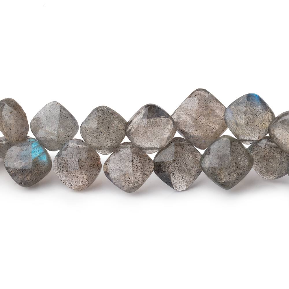 6-10mm Labradorite Faceted Pillow Beads 8 inch 44 pieces