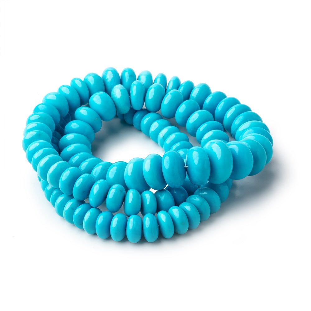 6.5-10.5mm Sleeping Beauty Turquoise Plain Rondelle Beads 16 inch 98 pieces AAA