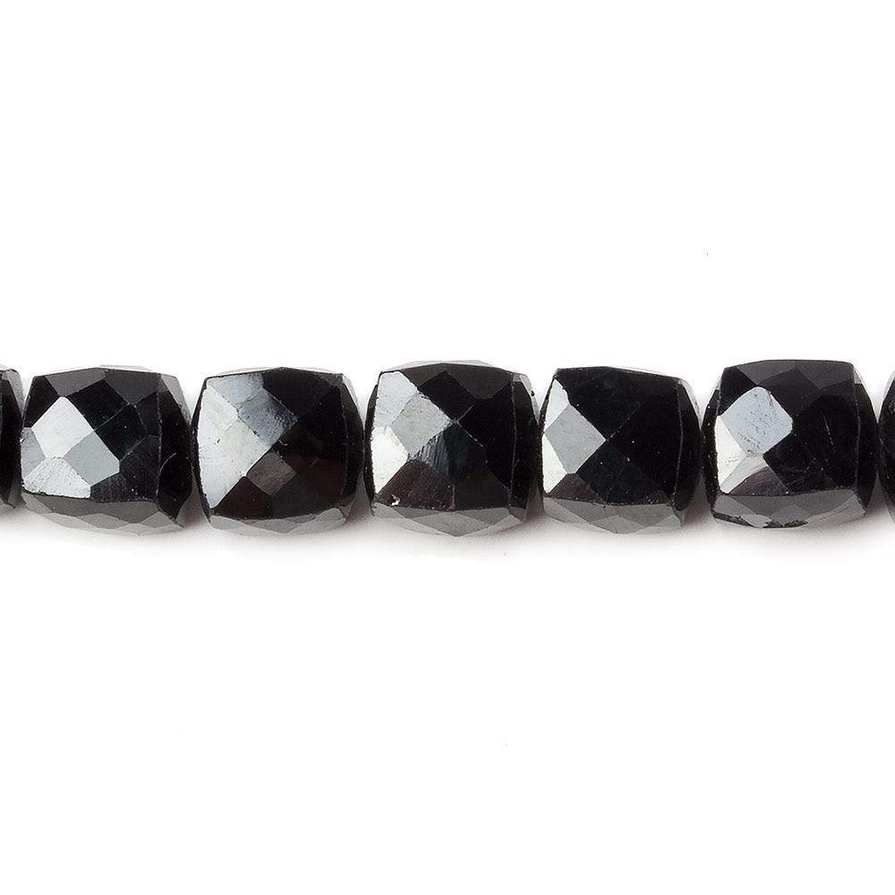 6-6.5mm Black Spinel Faceted Cube 7.5 inch 29 Beads