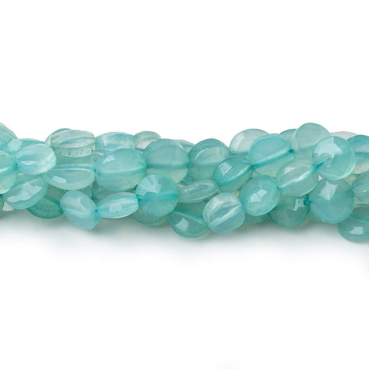 6-6.5mm Seafoam Blue Chalcedony Faceted Coin Beads 13 inch 50 pieces