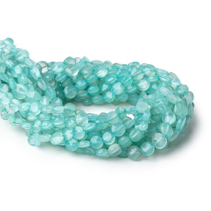 6-6.5mm Seafoam Blue Chalcedony Faceted Coin Beads 13 inch 50 pieces
