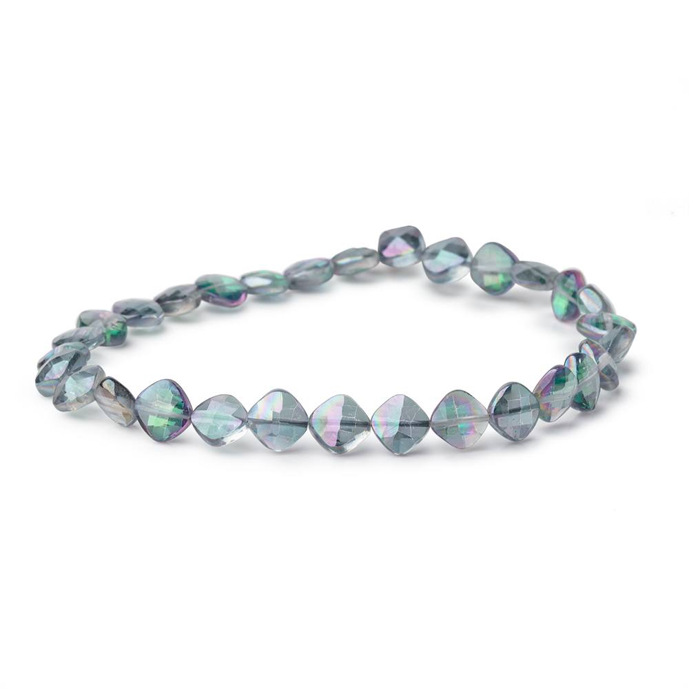 6-7mm Mystic White Topaz Faceted Pillow Beads 9 inch 30 pieces