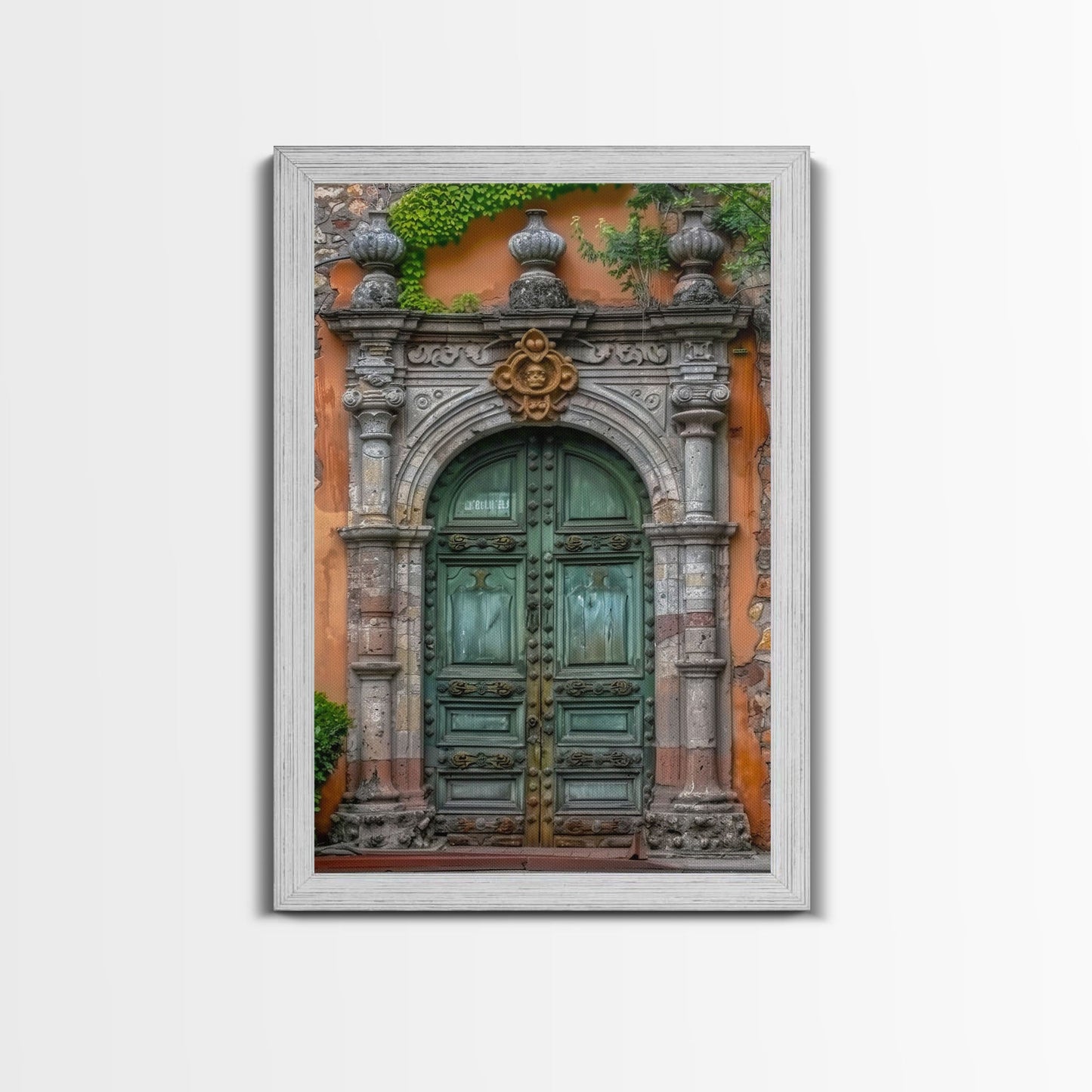 Change23 Hacienda Architecture Framed Canvas Print, Mexican Wall Art, Art of Mexico, Original Artwork, Wood Framed Ready To Hang