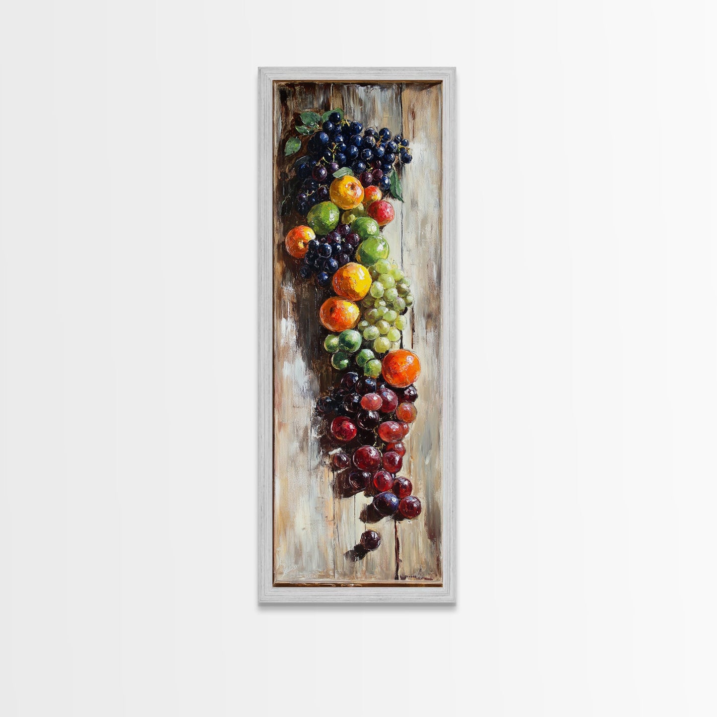 Retro Kitchen Wall Art, Still Life Painting Of Fruit Canvas Print, Narrow Art, Narrow Wall Art, Tall Skinny Art, Skinny Narrow Wall Art
