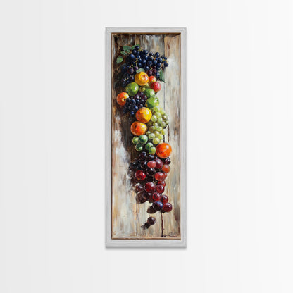 Retro Kitchen Wall Art, Still Life Painting Of Fruit Canvas Print, Narrow Art, Narrow Wall Art, Tall Skinny Art, Skinny Narrow Wall Art