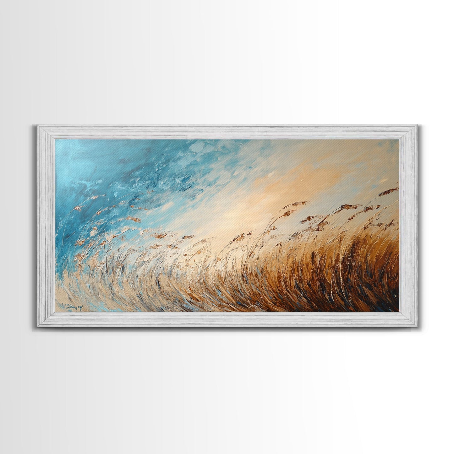 Coastal Wind, Beach Grass Painting, Coastal Cowgirl Wall Art, Nautical Decor, Wabi Sabi Art, Minimalist Art, Canvas Print, Extra Wide Art