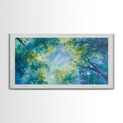 Canopy View, tree painting, green wall art, botanical prints, sage green wall art, whimsical art, Framed Canvas Print, gift idea