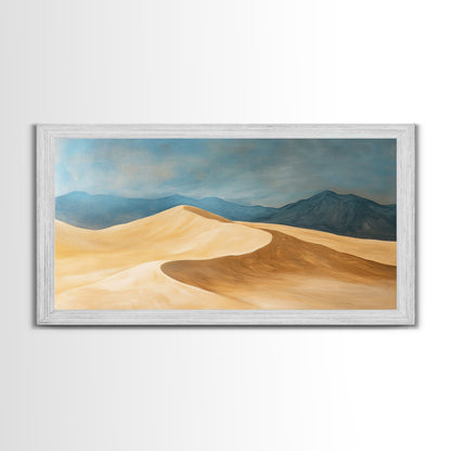 Desert Landscape, Mountain Painting, Rustic Decor, Southwest Wall Art, Framed Canvas Print, Panoramic Art, Earthy Tones Wall Art