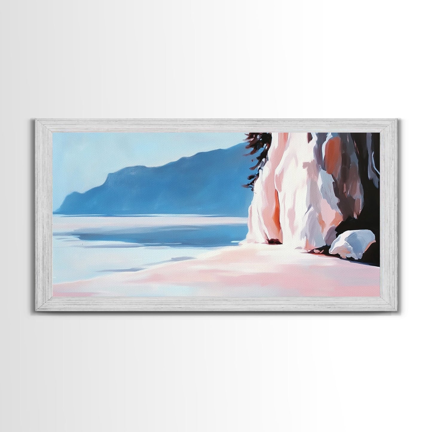 Cliffside Shoreline, Coastal Nature Print, Ocean Landscape Art, Scenic Beach Decor, Nautical Adventure Wall Art, Office Canvas Print