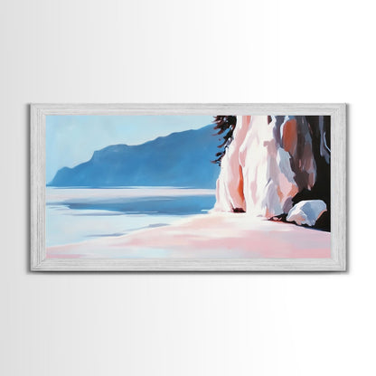 Cliffside Shoreline, Coastal Nature Print, Ocean Landscape Art, Scenic Beach Decor, Nautical Adventure Wall Art, Office Canvas Print