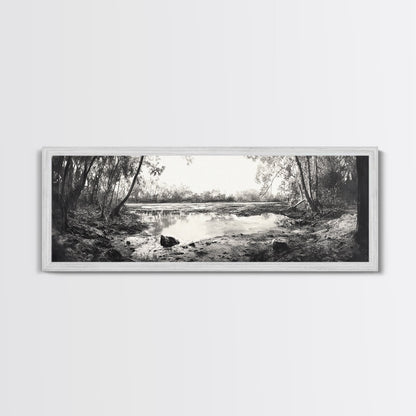Swamp Scene, Wetlands Wall Art, Nature Reflection Print, Framed Canvas Print, Rustic Living Room Art, Earthy Tones, Woodland Decor