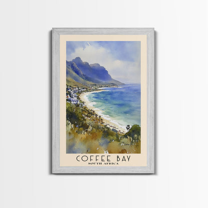 Coffee Bay, South Africa Watercolor Print, Vacation Gift, South Africa Wall Art, Beach Painting, Beach Decor, Large Wall Art, Wood Frame Art