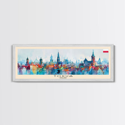 Torun Poland Travel Art, City Art, Framed Canvas Print or Metal Wall Art, Europe Travel Poster, Panoramic Wall Art, Extra Wide Wall Art