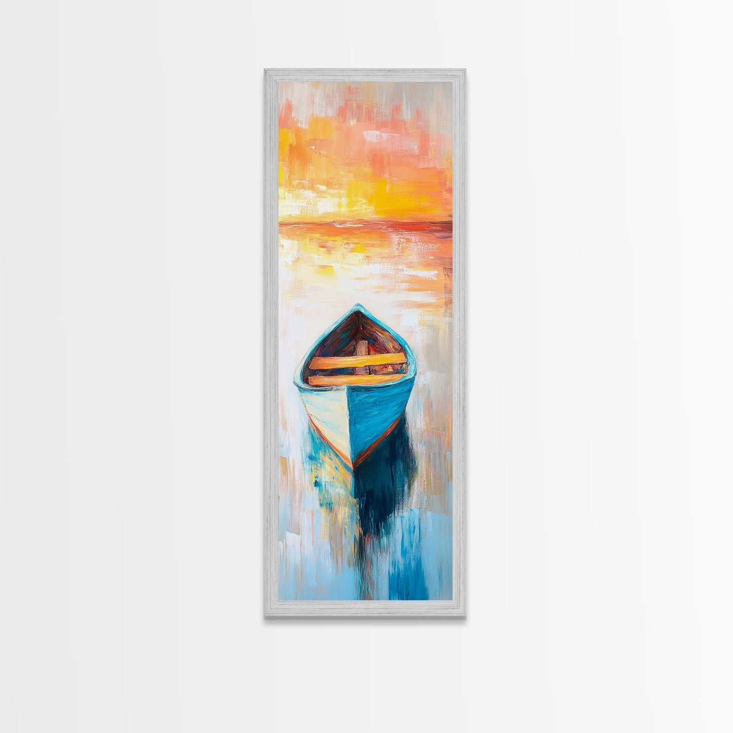 Colorful Boat at Sunset Canvas Print nautical painting coastal decor seascape painting beach house wall art ocean art