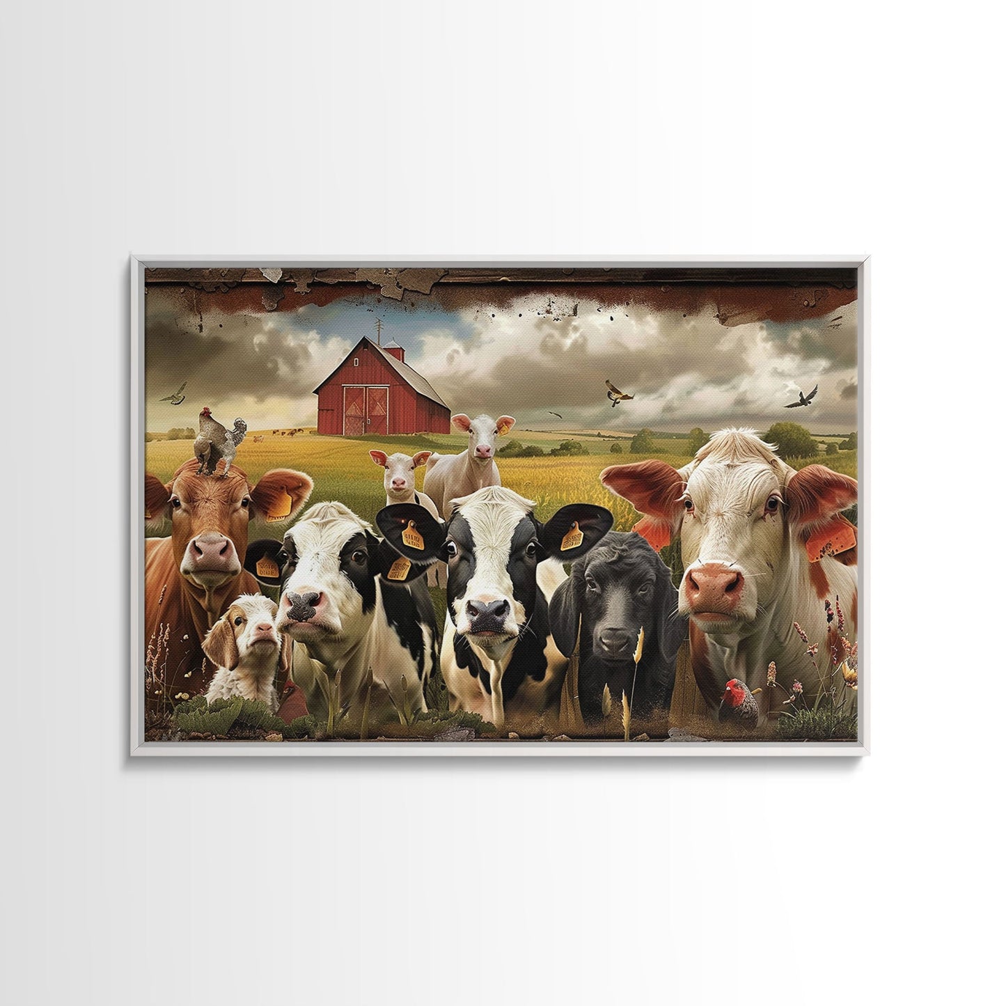 Cute Farmhouse Animal Print, Window Art, Wall Art, Home Decor, Wall Decor, Cute Farmhouse Kitsch Living Room Art