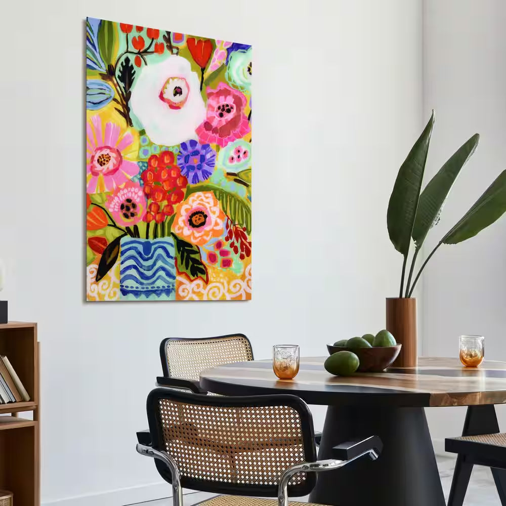 "Fresh Flowers in Vase II" by EAD Art Coop Frameless Free-Floating Tempered Art Glass Wall Art