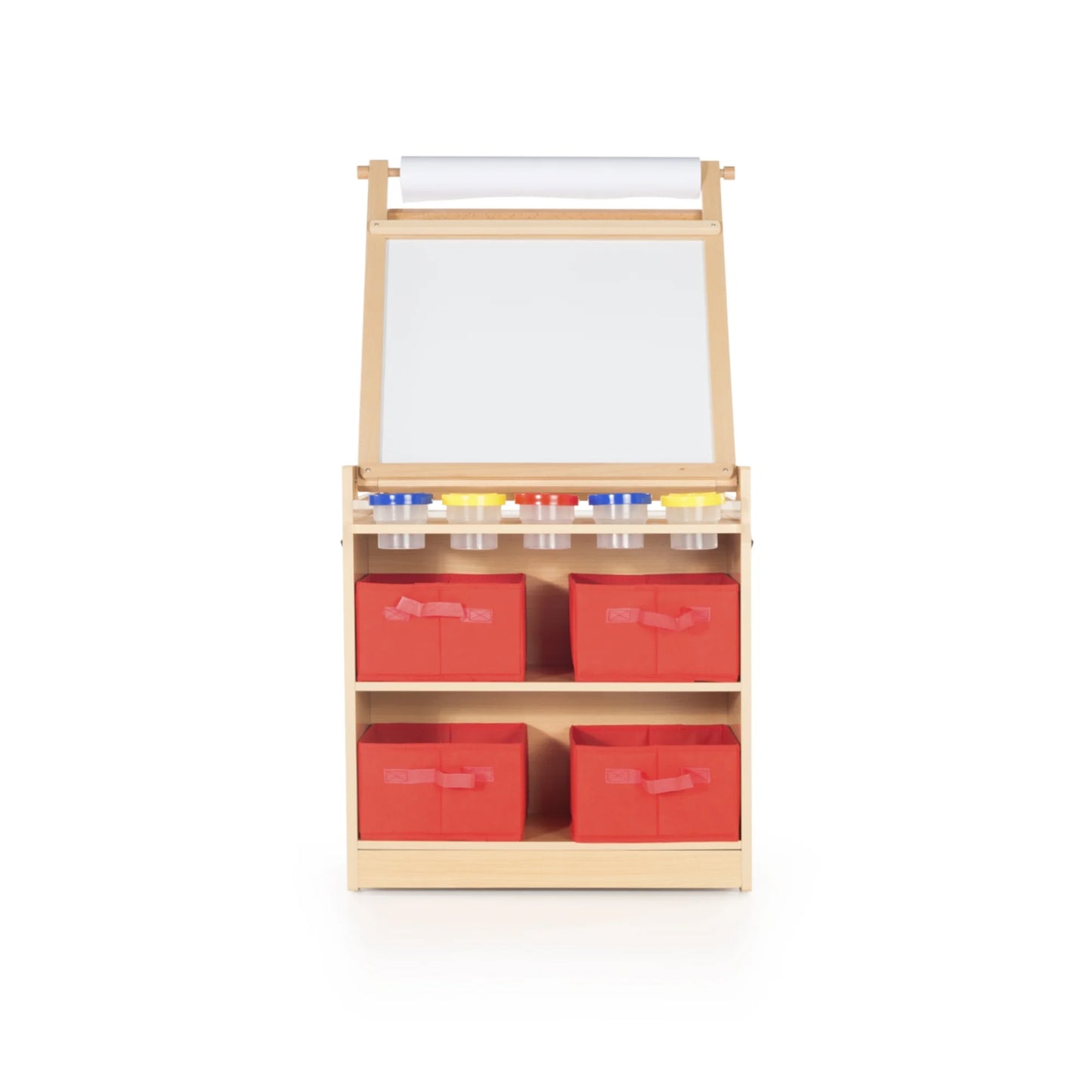 Kids Desk to Easel Art Cart - Natural: Wooden Toddler Art Activity Center with Chalkboard and Art Easel for Kids