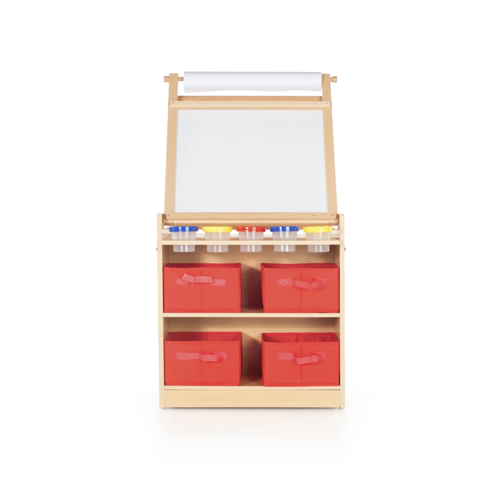 Kids Desk to Easel Art Cart - Natural: Wooden Toddler Art Activity Center with Chalkboard and Art Easel for Kids