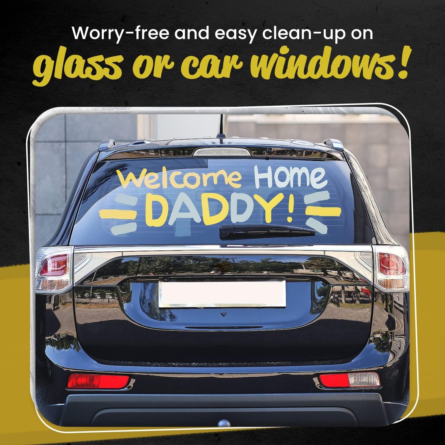 Metallic Chalk Markers (2 Pack) Liquid Chalk Pens for Blackboards, Chalkboard, Bistro Menu, Window Markers for Cars - Wet Wipe Erasable - 15Mm Jumbo Nib