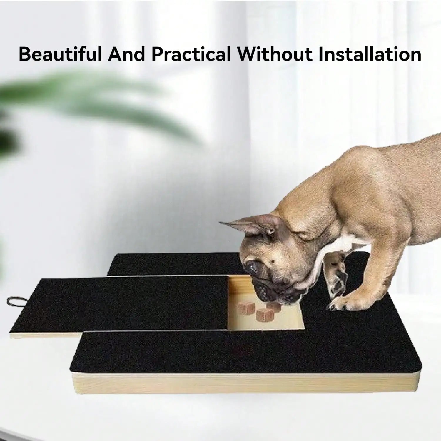 Nail Scratch Board Wood Scratch Pad for Nail Dogs with Treat Box Stress Free Dog Scratch Pad for Nails Nail File Board for Puppy