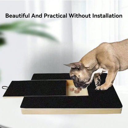 Nail Scratch Board Wood Scratch Pad for Nail Dogs with Treat Box Stress Free Dog Scratch Pad for Nails Nail File Board for Puppy