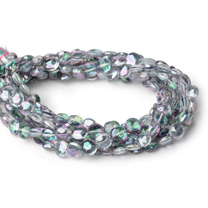 6.5-7mm Mystic White Topaz Faceted Coin Beads 9 inch 32 pieces