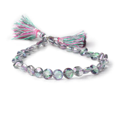 6.5-7mm Mystic White Topaz Faceted Coin Beads 9 inch 32 pieces