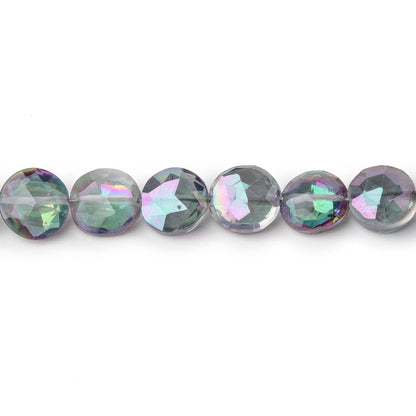 6.5-7mm Mystic White Topaz Faceted Coin Beads 9 inch 32 pieces
