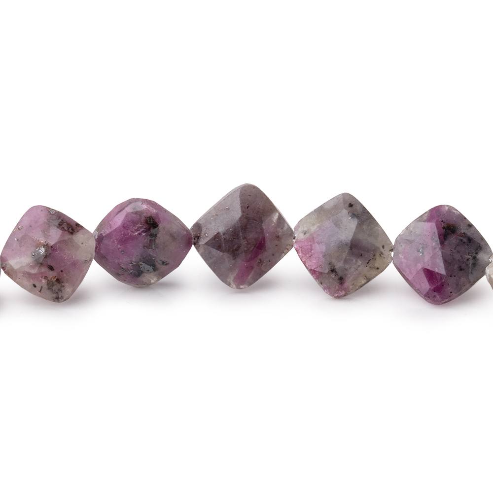 6.5-7mm Ruby in Marble Matrix Faceted Pillow Beads 8 inch 26 pieces