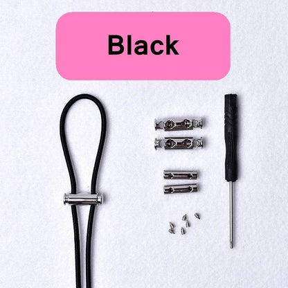 1Pair Elastic Buckle Shoelaces No Tie Shoelaces Metal Lock Button Shoelace Kids Adult Quick Lazy Sneakers Shoes Lace Shoestrings