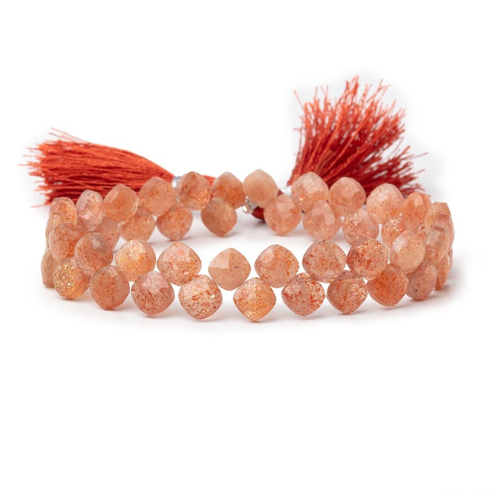 6.5mm Sunstone Corner Drilled Pillow Beads 7.5 inch 45 pieces