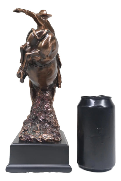 Wild Western Rodeo Cowboy with Bucking Bull Bronze Electroplated Statue