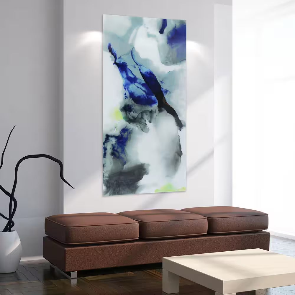 "Blue Splash" Frameless Free Floating Tempered Art Glass by EAD Art Coop Wall Art