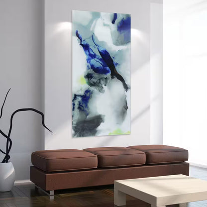 "Blue Splash" Frameless Free Floating Tempered Art Glass by EAD Art Coop Wall Art